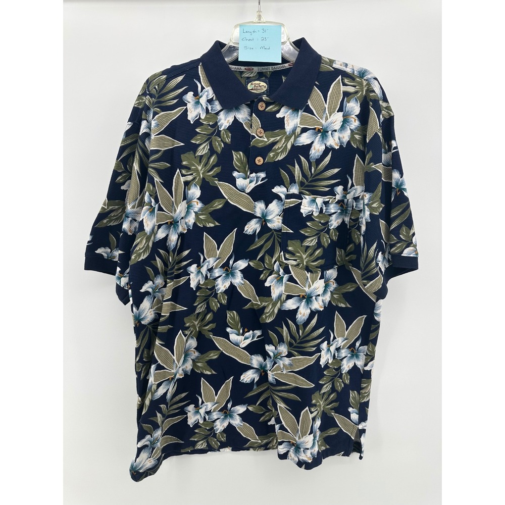 Tommy Bahama Mens Tropical Floral Print Short Sleeve Polo Shirt Size Medium